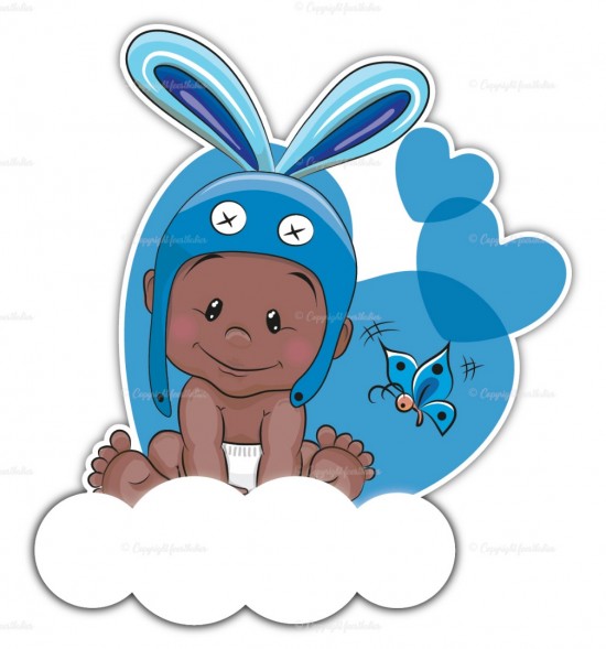 Geboortebord konijnoor jongetje 3 op wolk