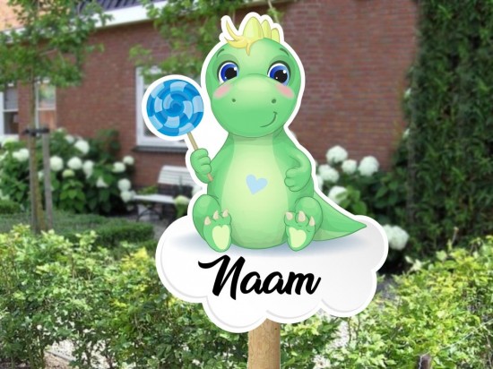 Dino geboortebord lollie