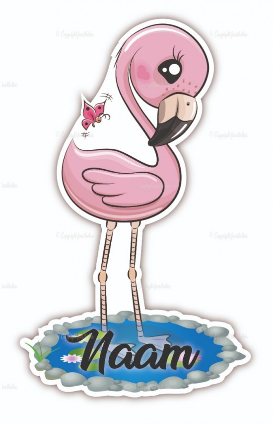 Flamingo geboortebord 01