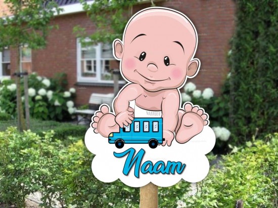 Geboorte bord happy baby jongen wolk