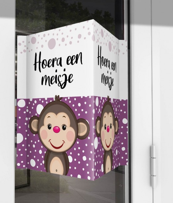 Geboorte raambord bruin aapje voor meisje