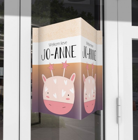 Geboorte raambord paarse giraf v2