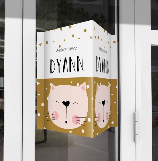 Geboorte raambord poes roze met goud