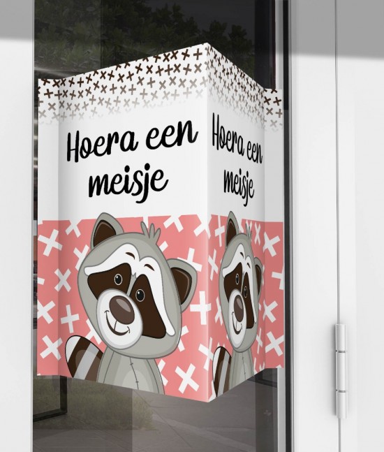 Geboorte raambord wasbeertje meisje