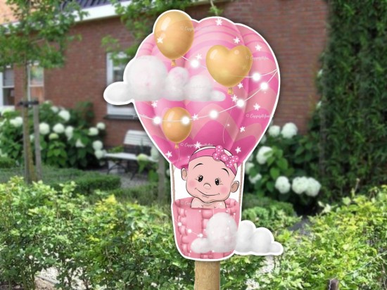 Geboortebord ballon baby meisje