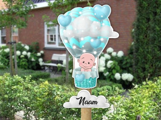 Geboortebord ballon baby naambord
