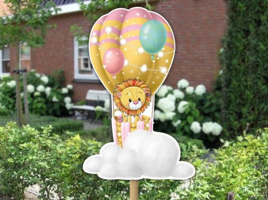 Geboortebord ballon leeuw