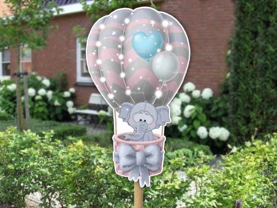 Geboortebord ballon olifant