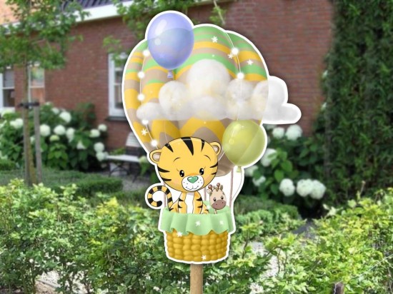 Geboortebord ballon tijger