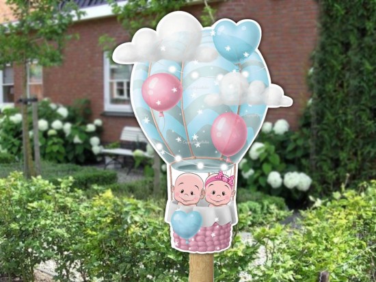 Geboortebord ballon tweeling