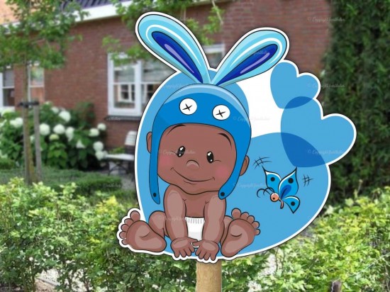 Geboortebord buiten baby konijnoor 3