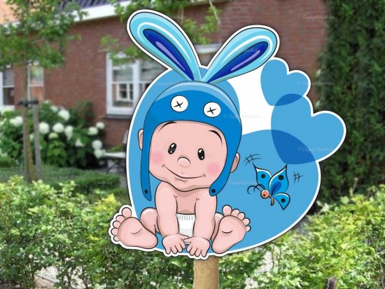 Geboortebord buiten baby konijnoor