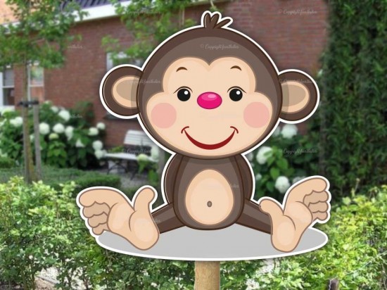 Geboortebord buiten bruin aapje