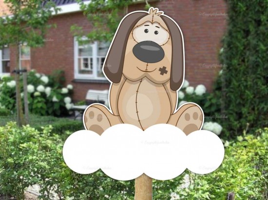 Geboortebord buiten hondje op wolk
