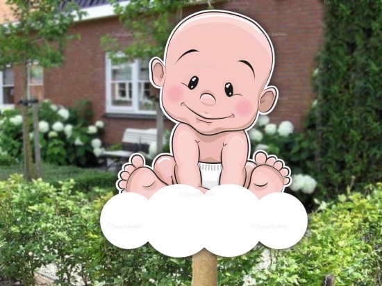Geboortebord baby op wolk
