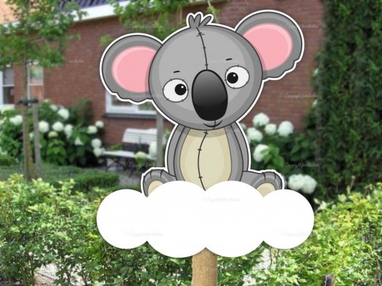 Geboortebord buiten koala op wolk