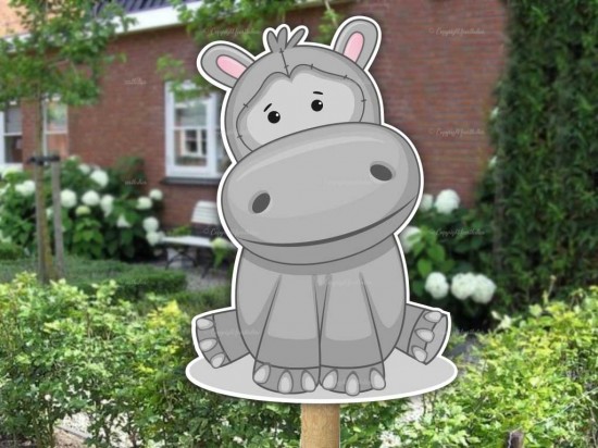 Geboortebord buiten nijlpaardje