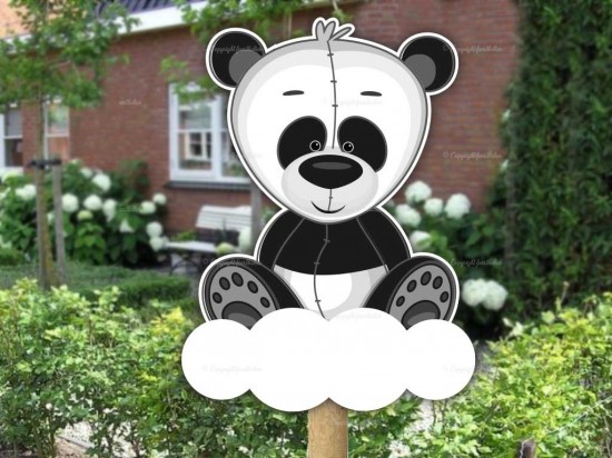 Geboortebord buiten panda op wolk