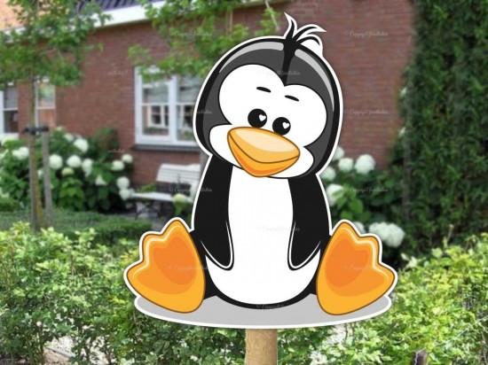Geboortebord buiten pinguin