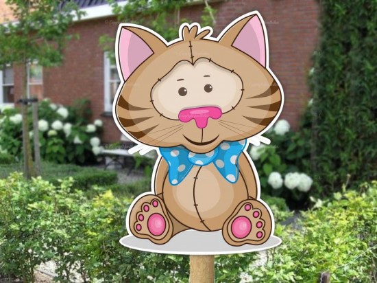 Geboortebord buiten poesje blauw