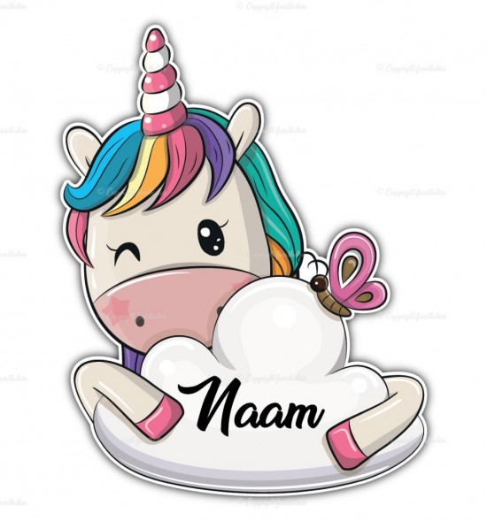 Geboortebord eenhoorn wolk