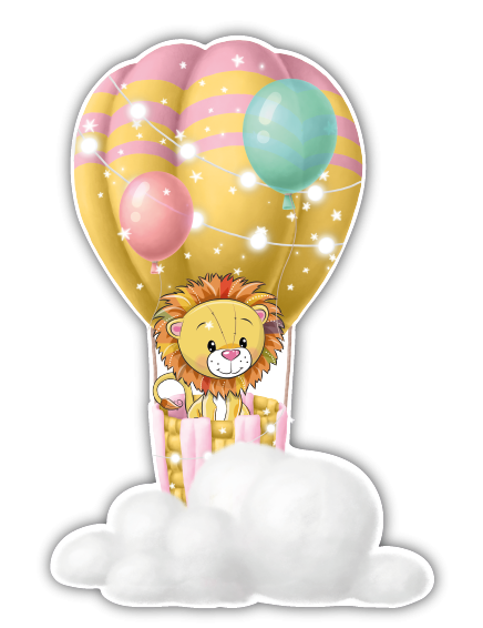 Geboortebord happy ballon leeuw