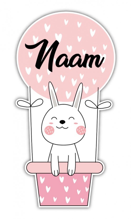 Geboortebord konijn luchtballon