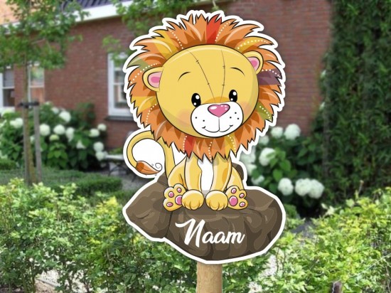 Geboortebord leeuw op blok