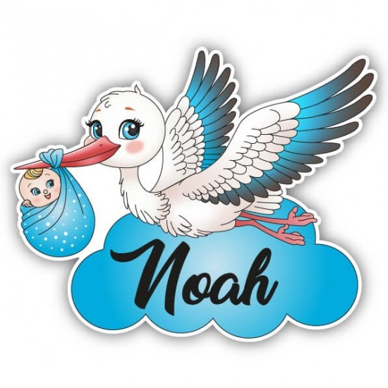 Geboortebord met ooievaar jongen 01