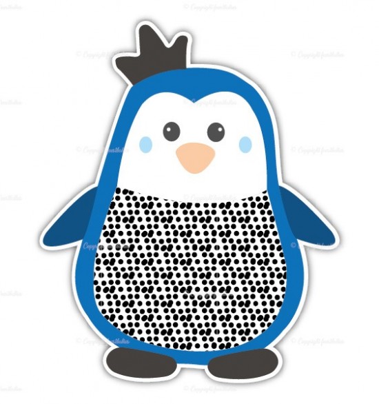 Geboortebord pinguin kroontj blauw