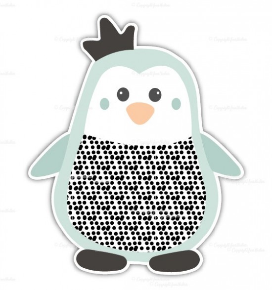 Geboortebord pinguin kroontje mintgroen