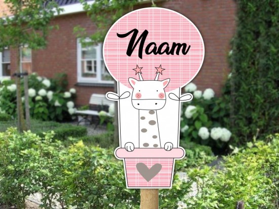 Geboortebord tuin ballon giraf