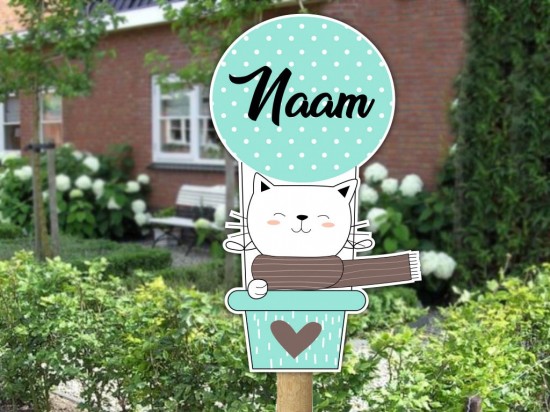 Geboortebord tuin ballon poes met sjaal