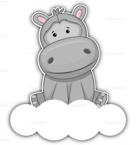 Geboortebord nijlpaardje op wolk