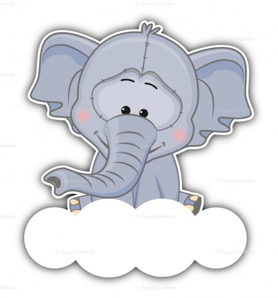 Geboortebord olifantje op wolk