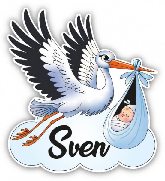 Ooievaar jongetje geboortebord