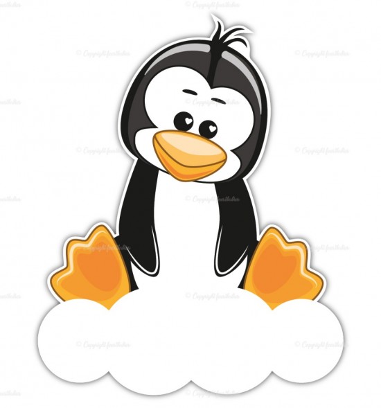 Geboortebord pinguin op wolk