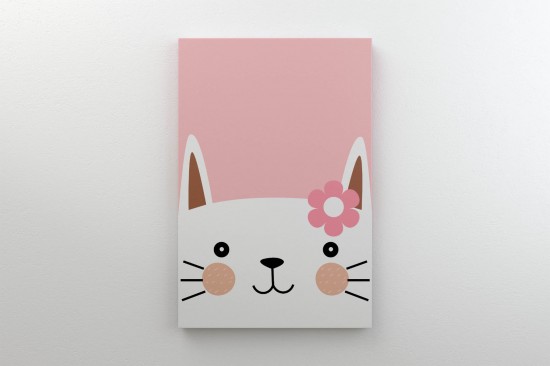 Poes met bloem canvas