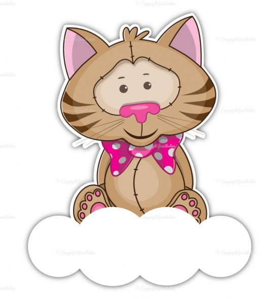 Geboortebord poesje op wolk meisje