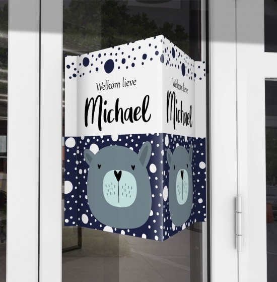 Signmockupblauw beer hartjesogen