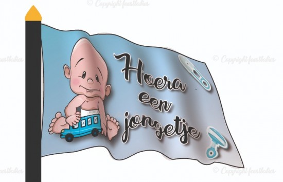 Vlag baby bus en meisje 01
