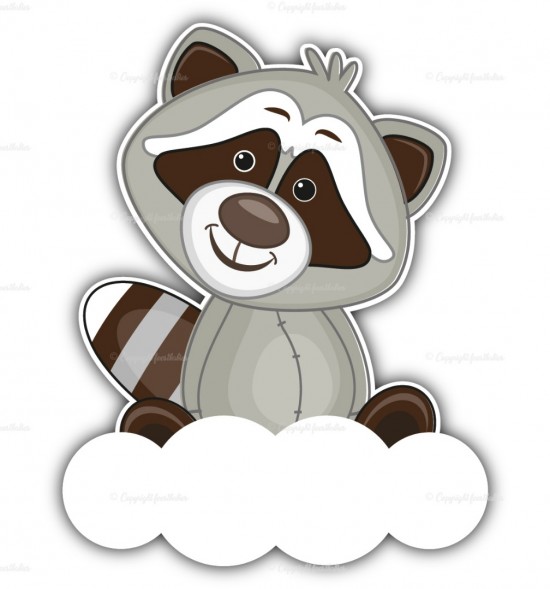 Geboortebord wasbeertje op wolk