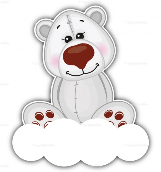 Geboortebord witte beer op wolk